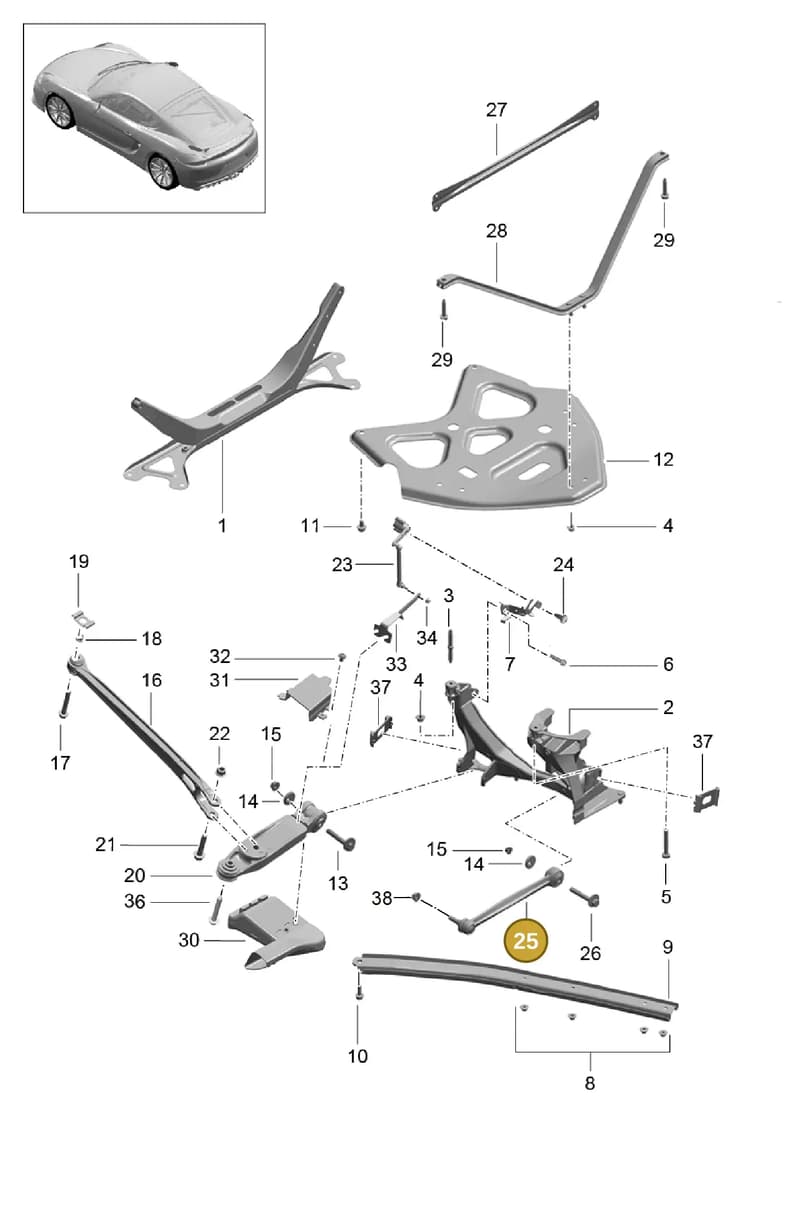 98133104581 — Porsche Cayman GT4 (2015-2016) diagram p45501001, position 25