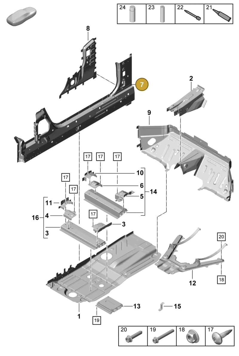 98150115702GRV — Porsche Boxster Spyder (2019-2020) diagram p55801200, position 7