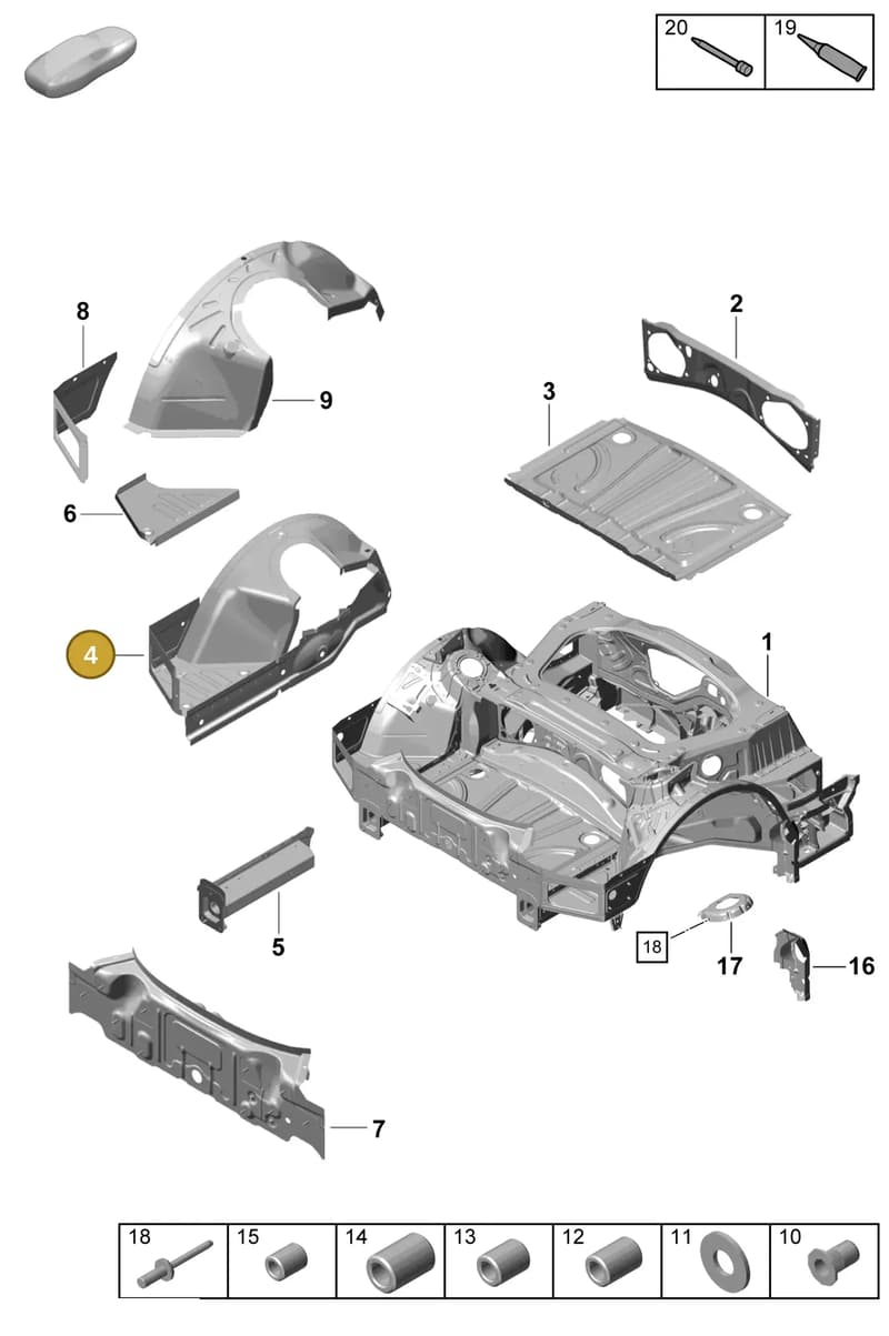 98150149501GRV — Porsche Boxster Spyder (2019-) diagram p55801350, position 4
