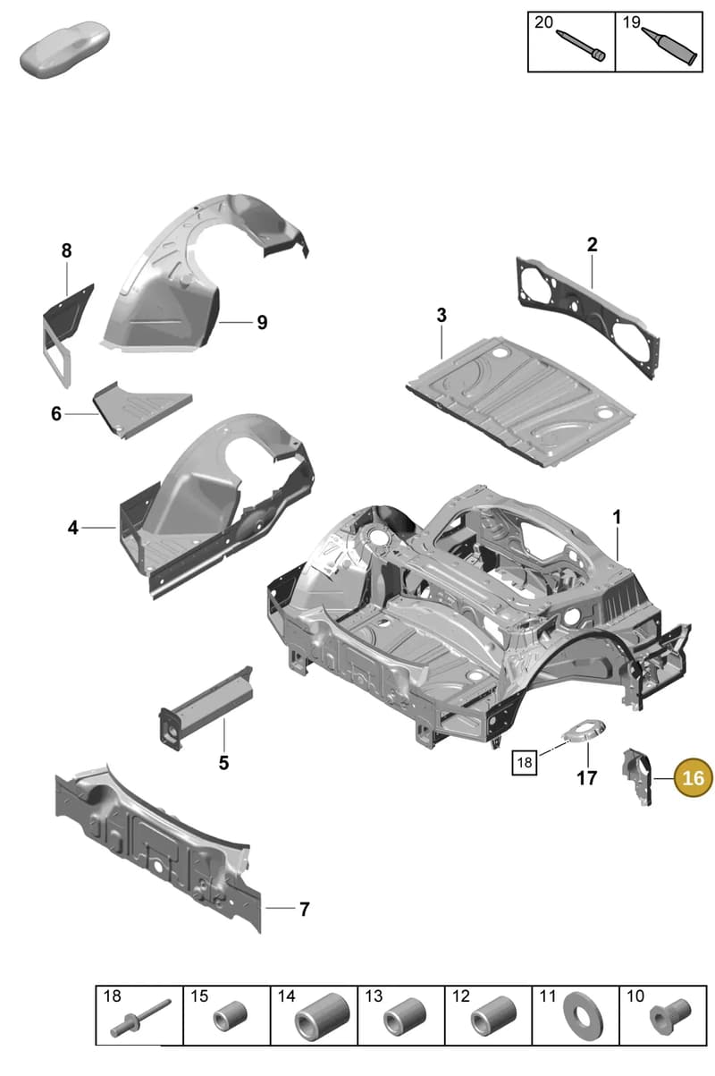98150169600GRV — Porsche Boxster Spyder (2019-) diagram p55801350, position 16