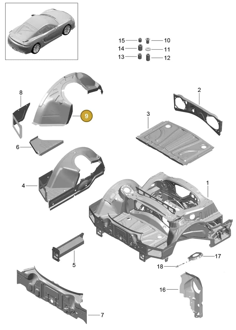 98150198300GRV — Porsche Cayman GT4 (2015-2016) diagram p45801035, position 9