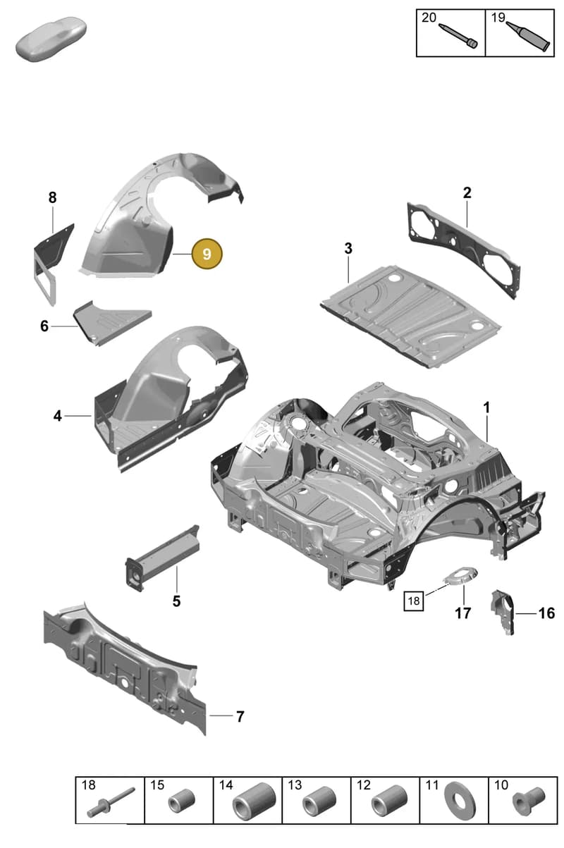98150198400GRV — Porsche Boxster Spyder (2019-) diagram p55801350, position 9