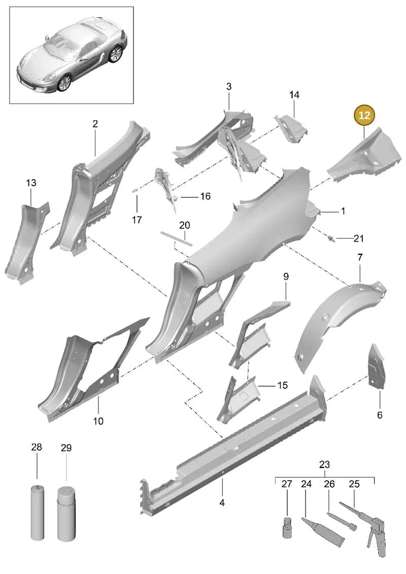 98150210600GRV — Porsche Boxster (2012-2016) diagram p39801050, position 12