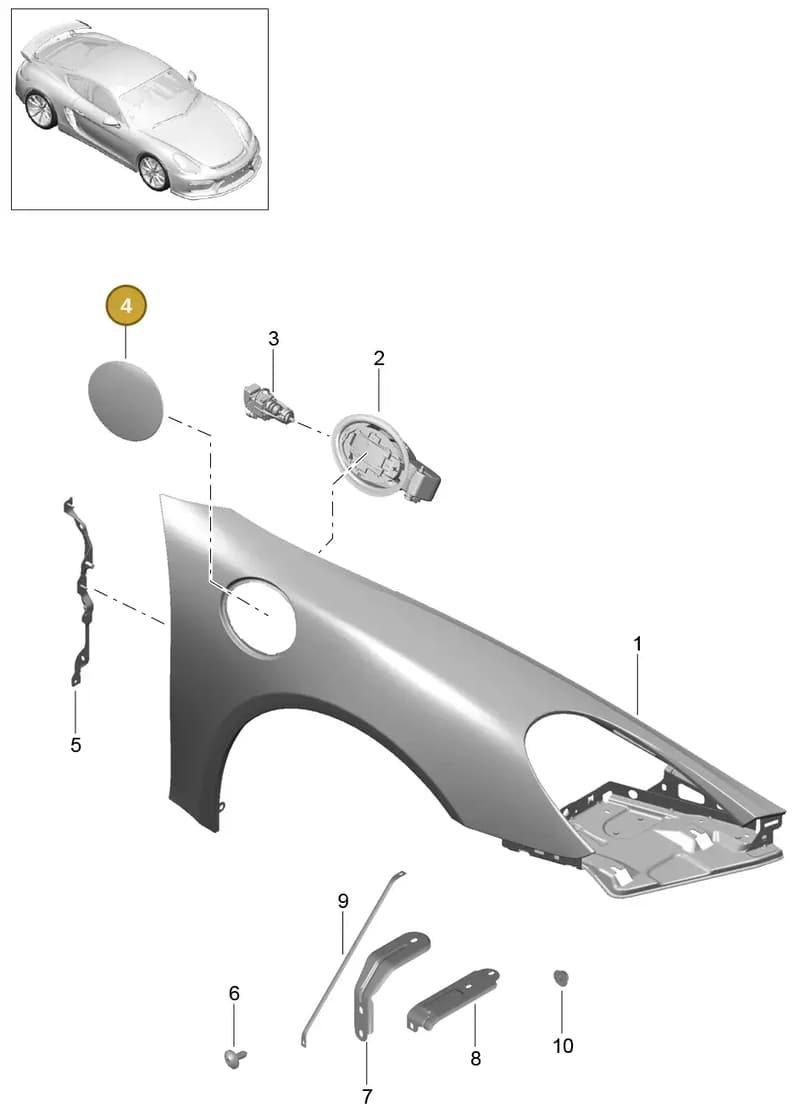 98150240500GRV — Porsche Cayman GT4 (2015-2016) diagram p45801040, position 4