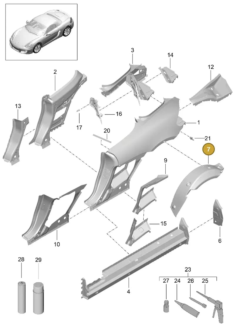 98150251500GRV — Porsche Boxster (2012-2016) diagram p39801050, position 7