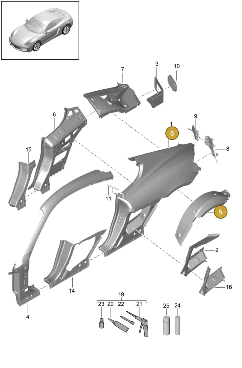 98150251500GRV — Porsche Cayman (2013-2016) diagram p40801050, position 5