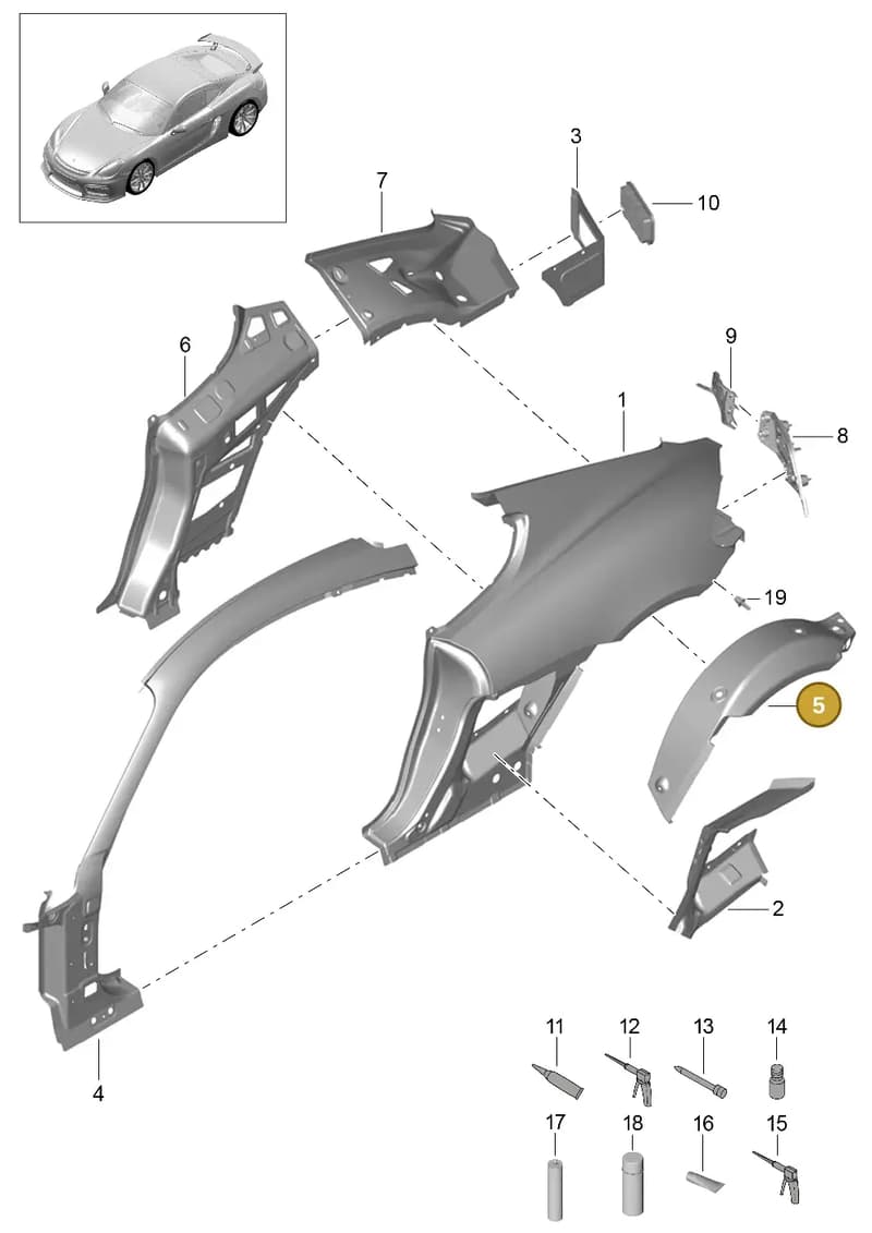 98150251500GRV — Porsche Cayman GT4 (2015-2016) diagram p45801050, position 5