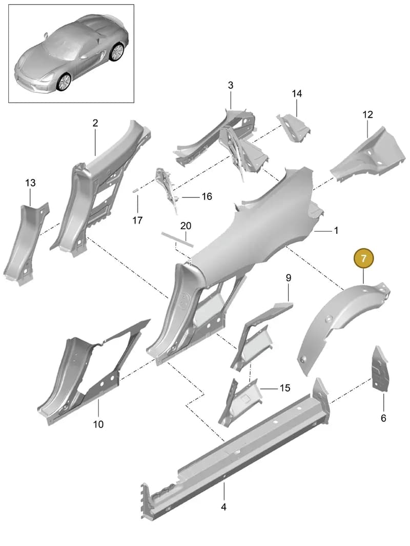 98150251500GRV — Porsche Boxster Spyder (2015-2016) diagram p46801050, position 7