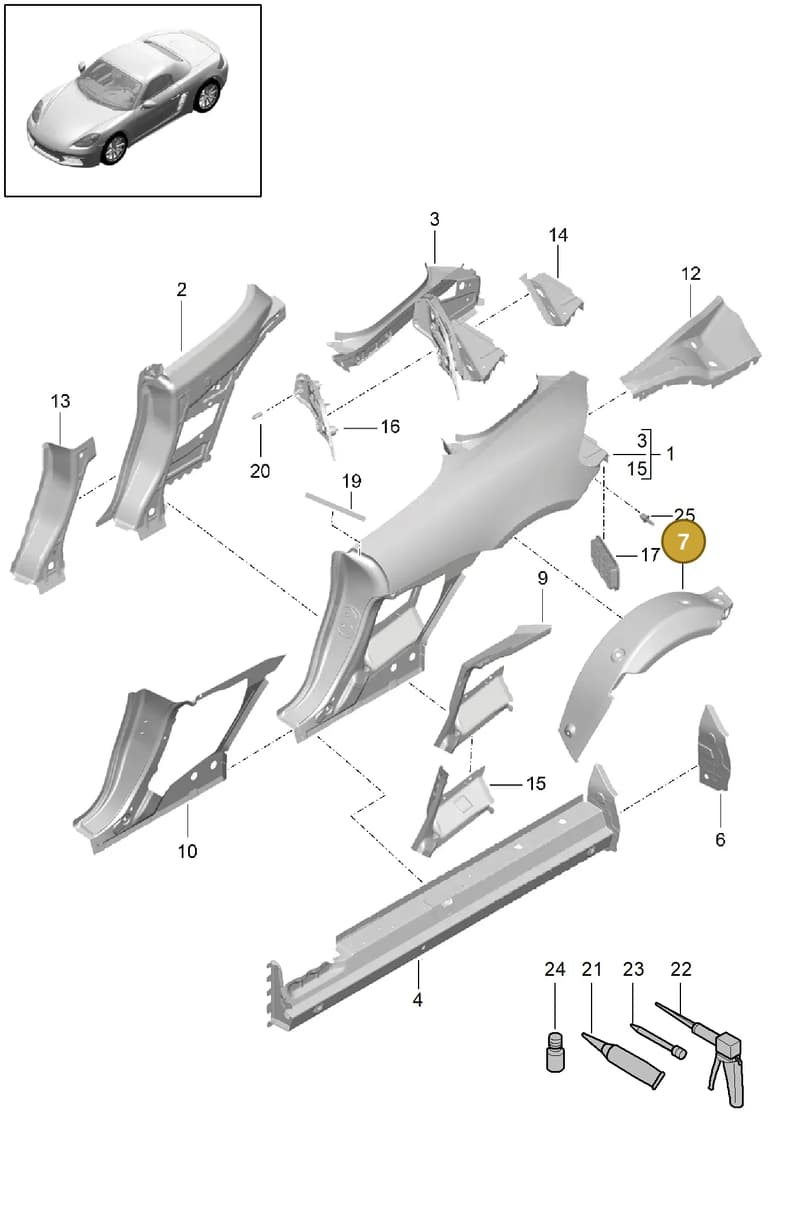 98150251500GRV — Porsche Boxster (2016-) diagram p48801050, position 7