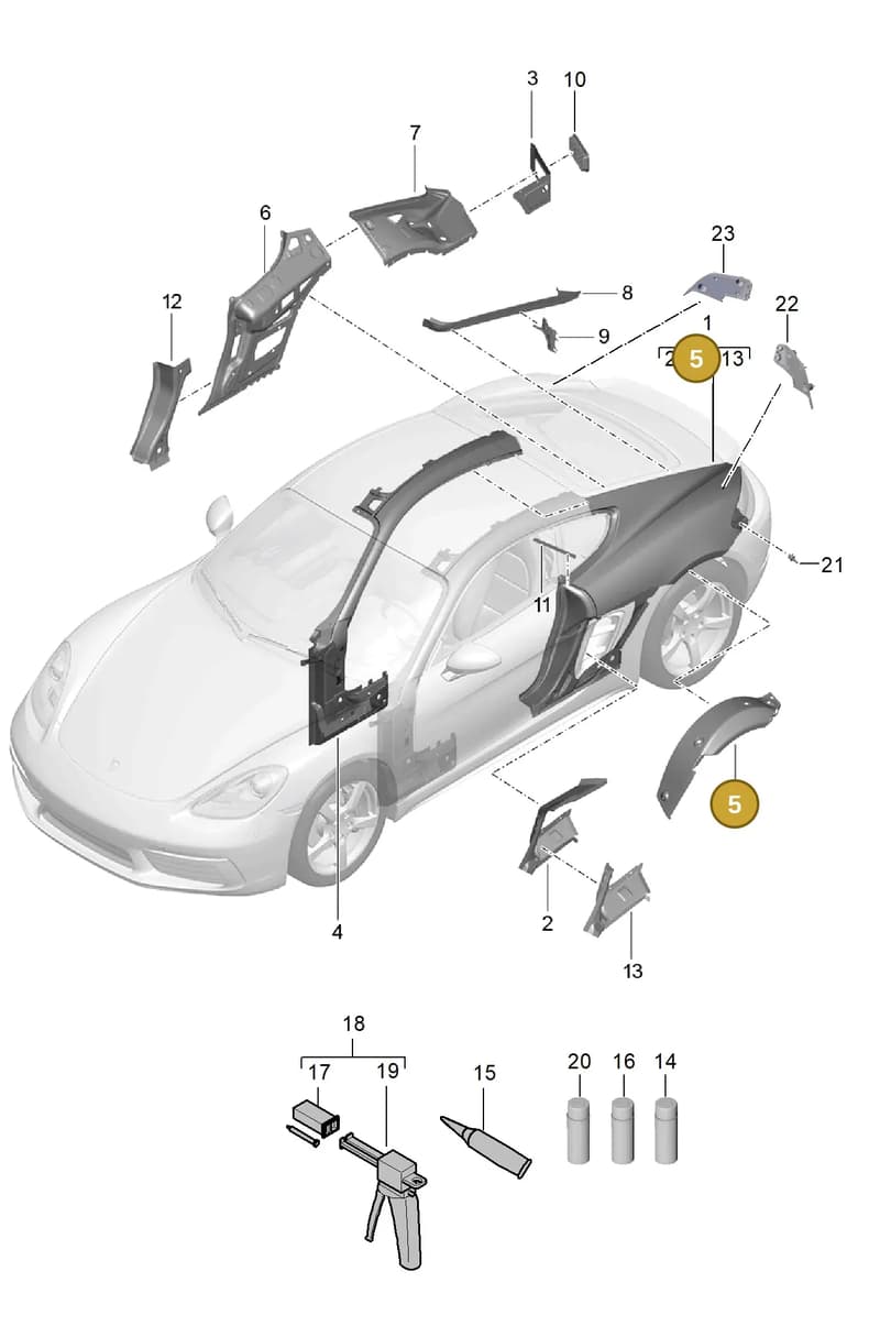 98150251500GRV — Porsche Cayman (2016-) diagram p50801050, position 5