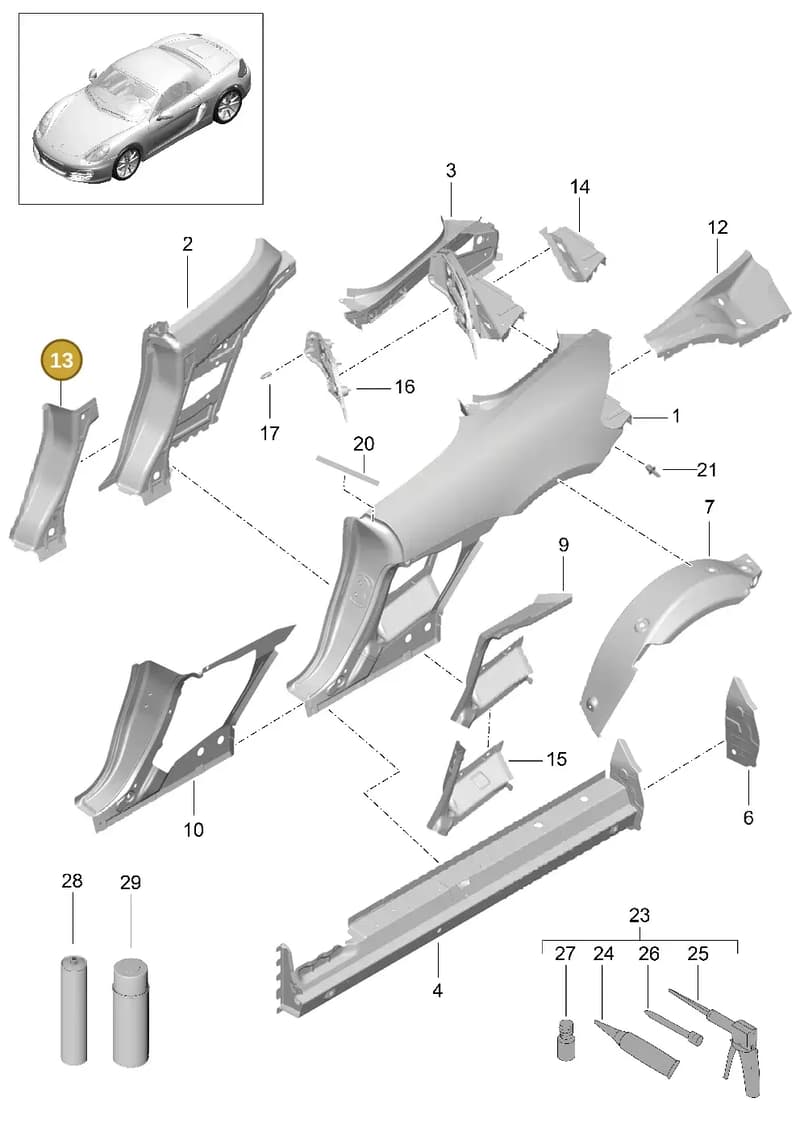 98150253201GRV — Porsche Boxster (2012-2016) diagram p39801050, position 13
