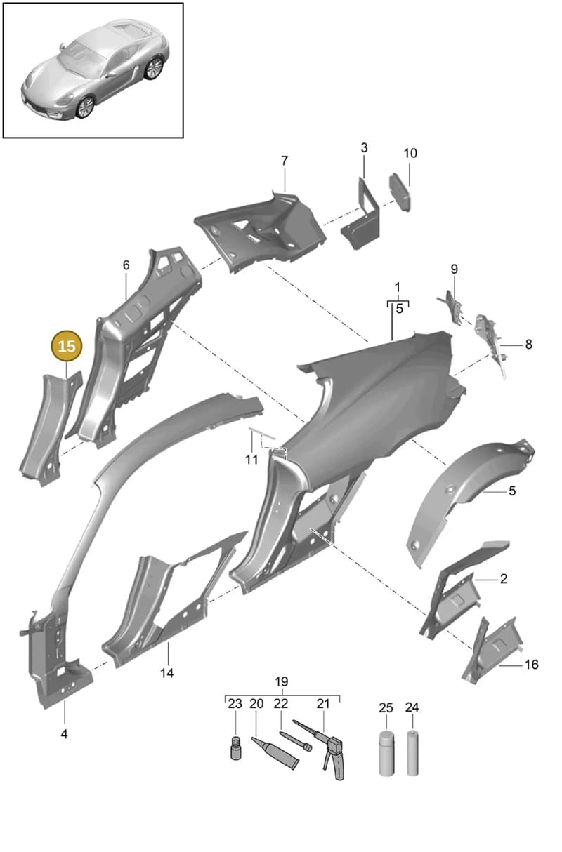 98150253201GRV — Porsche Cayman (2013-2016) diagram p40801050, position 15