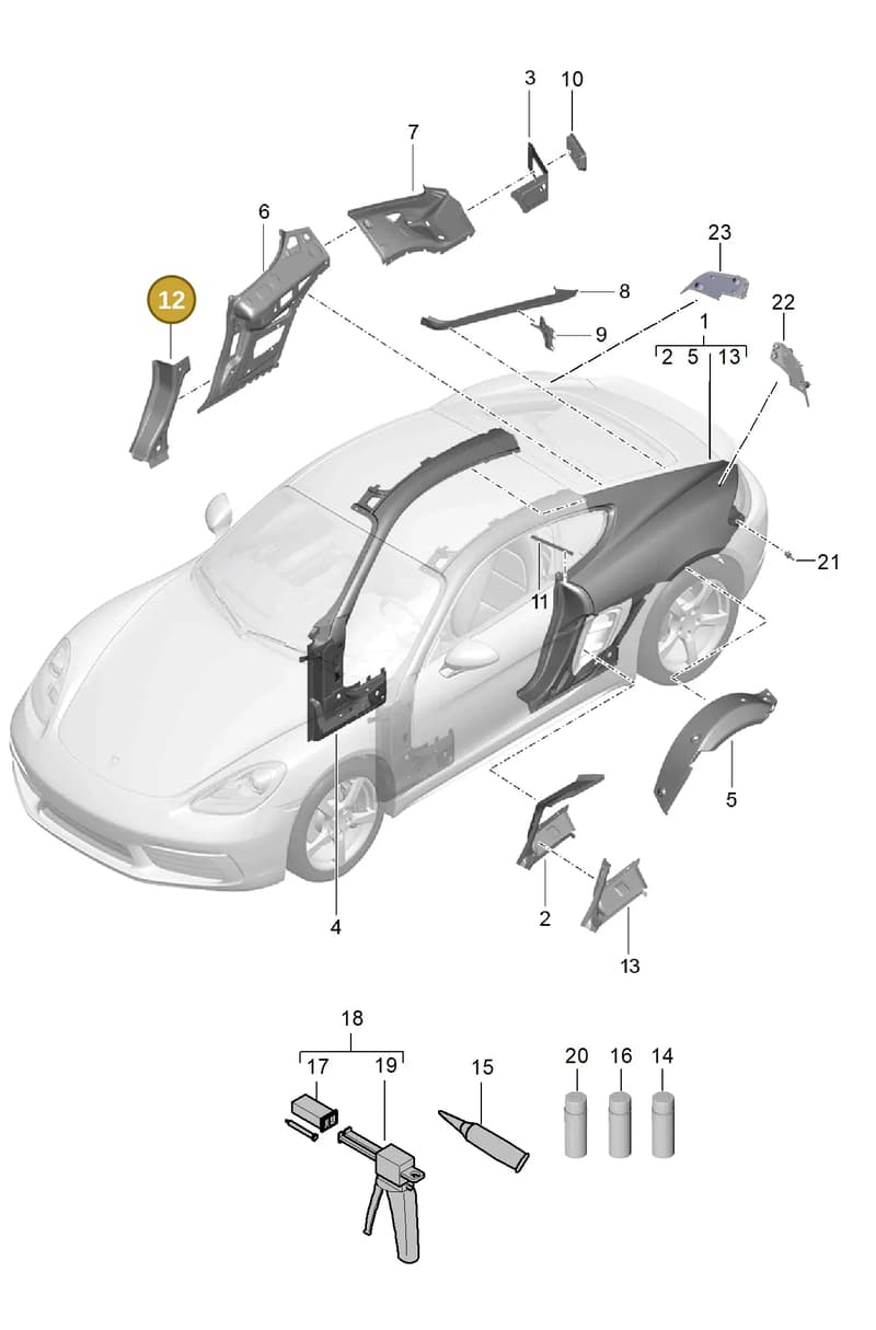 98150253201GRV — Porsche Cayman (2016-) diagram p50801050, position 12