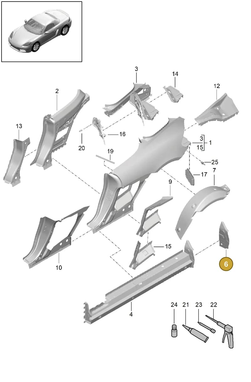 98150281600GRV — Porsche Boxster (2016-) diagram p48801050, position 6