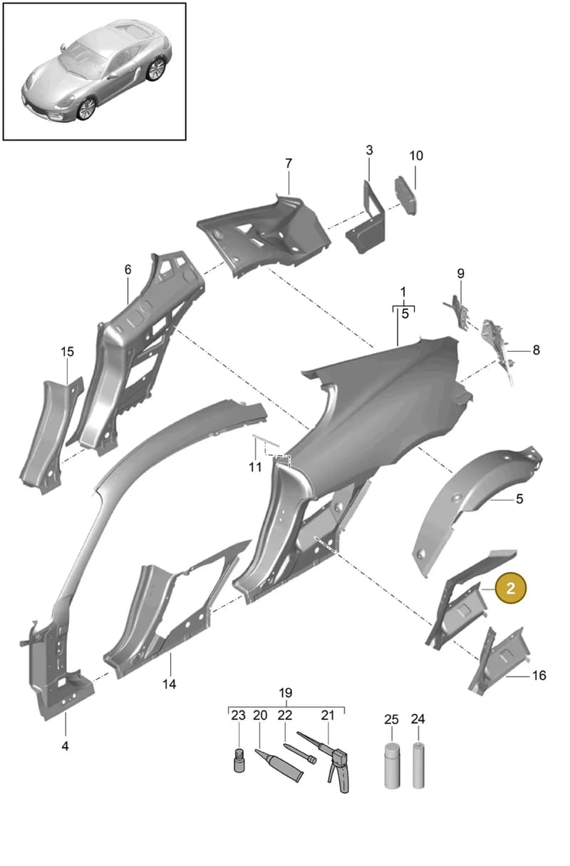 98150296100GRV — Porsche Cayman (2013-2016) diagram p40801050, position 2