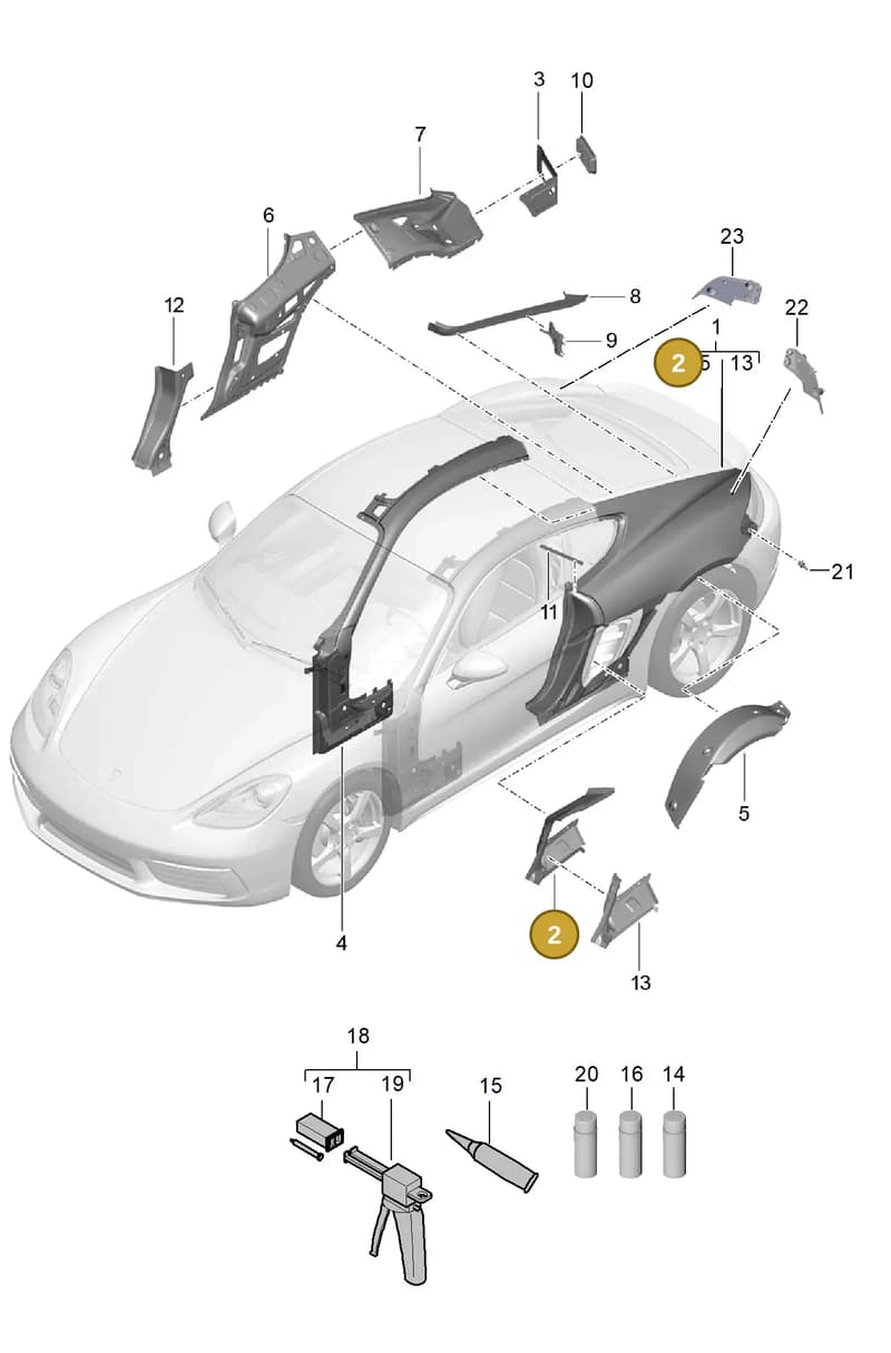 98150296100GRV — Porsche Cayman (2016-) diagram p50801050, position 2