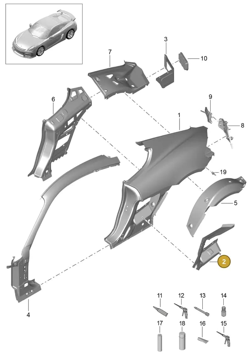 98150296200GRV — Porsche Cayman GT4 (2015-2016) diagram p45801050, position 2