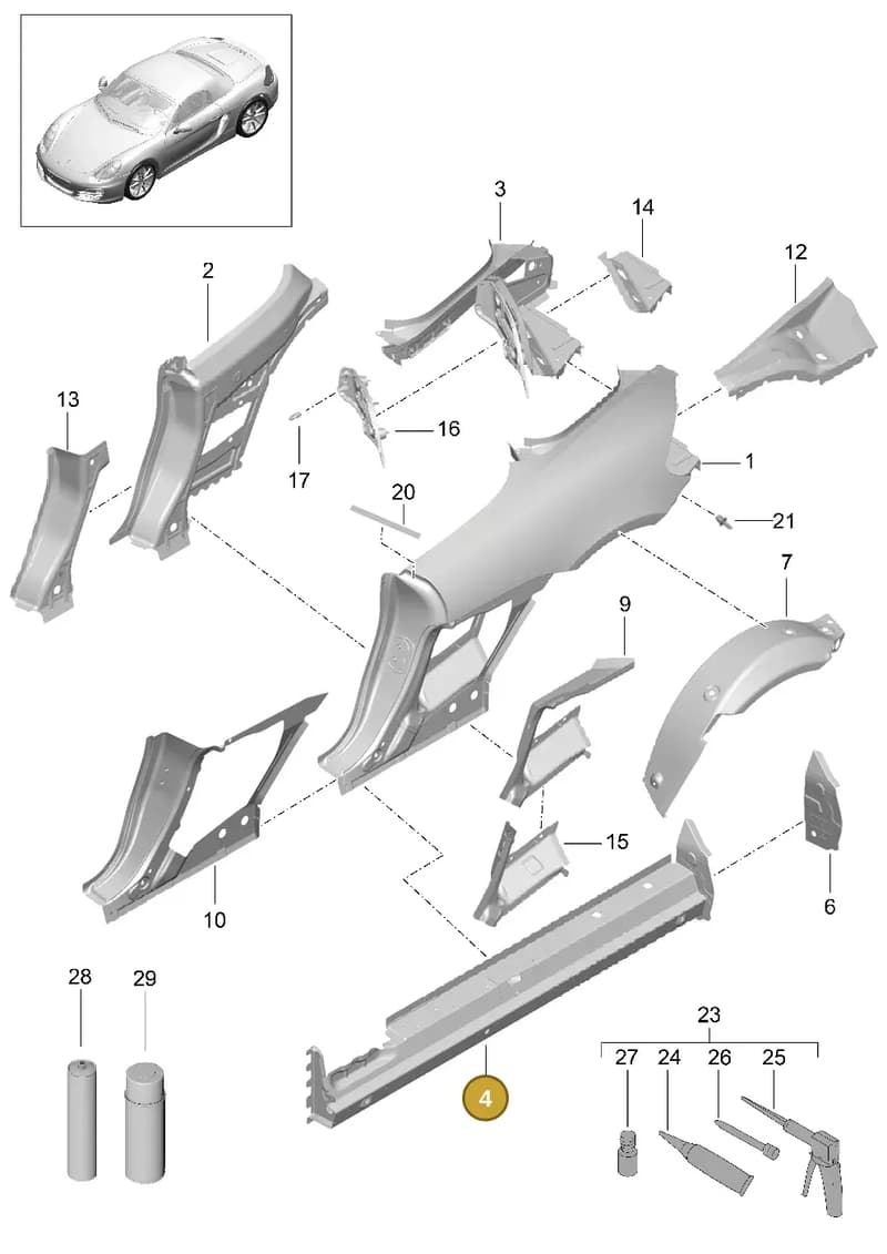 98150296300GRV — Porsche Boxster (2012-2016) diagram p39801050, position 4