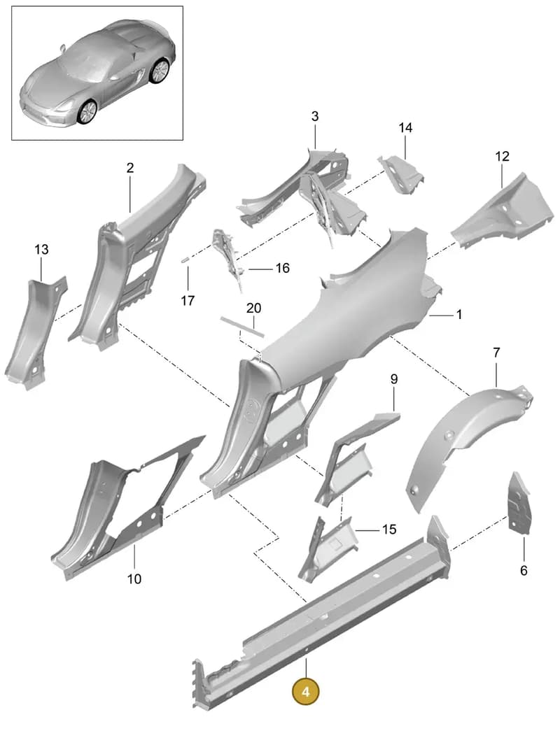 98150296400GRV — Porsche Boxster Spyder (2015-2016) diagram p46801050, position 4
