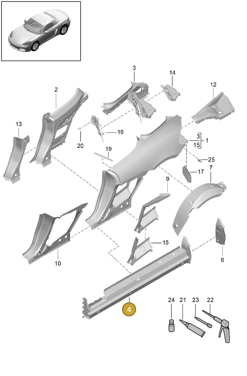 98150296400GRV — Porsche Boxster (2016-) diagram p48801050, position 4