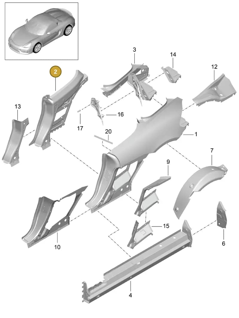 98150298401GRV — Porsche Boxster Spyder (2015-2016) diagram p46801050, position 2