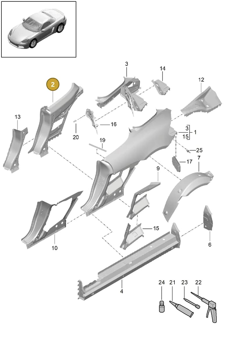 98150298401GRV — Porsche Boxster (2016-) diagram p48801050, position 2