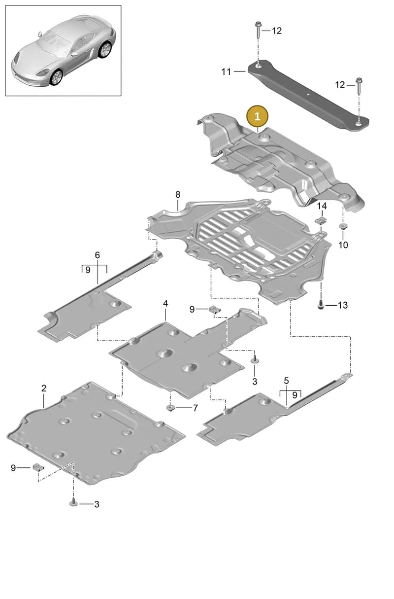 98150440503 — Porsche Cayman (2016-2019) diagram p50801070, position 1
