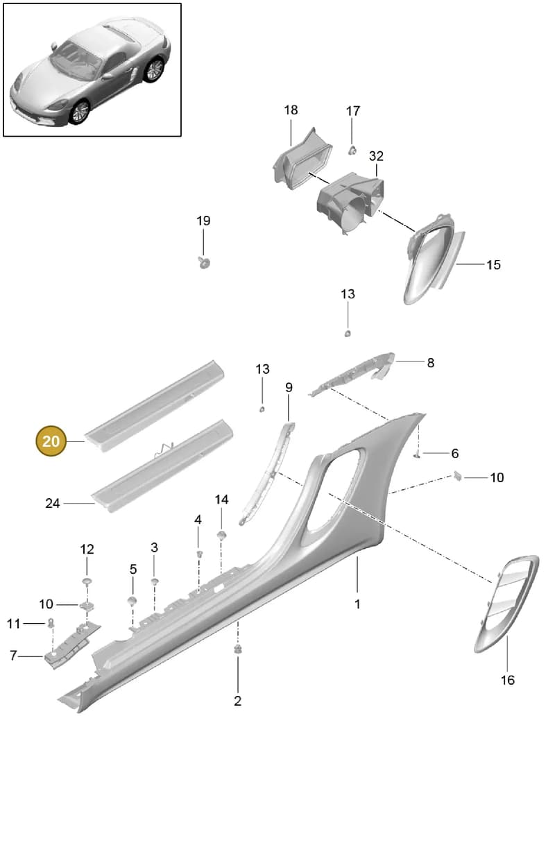 981504468211E0 — Porsche Boxster (2016-2019) diagram p48801090, position 20