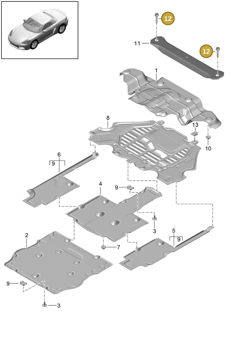 98150450501 — Porsche Boxster (2016-2019) diagram p48801070, position 12