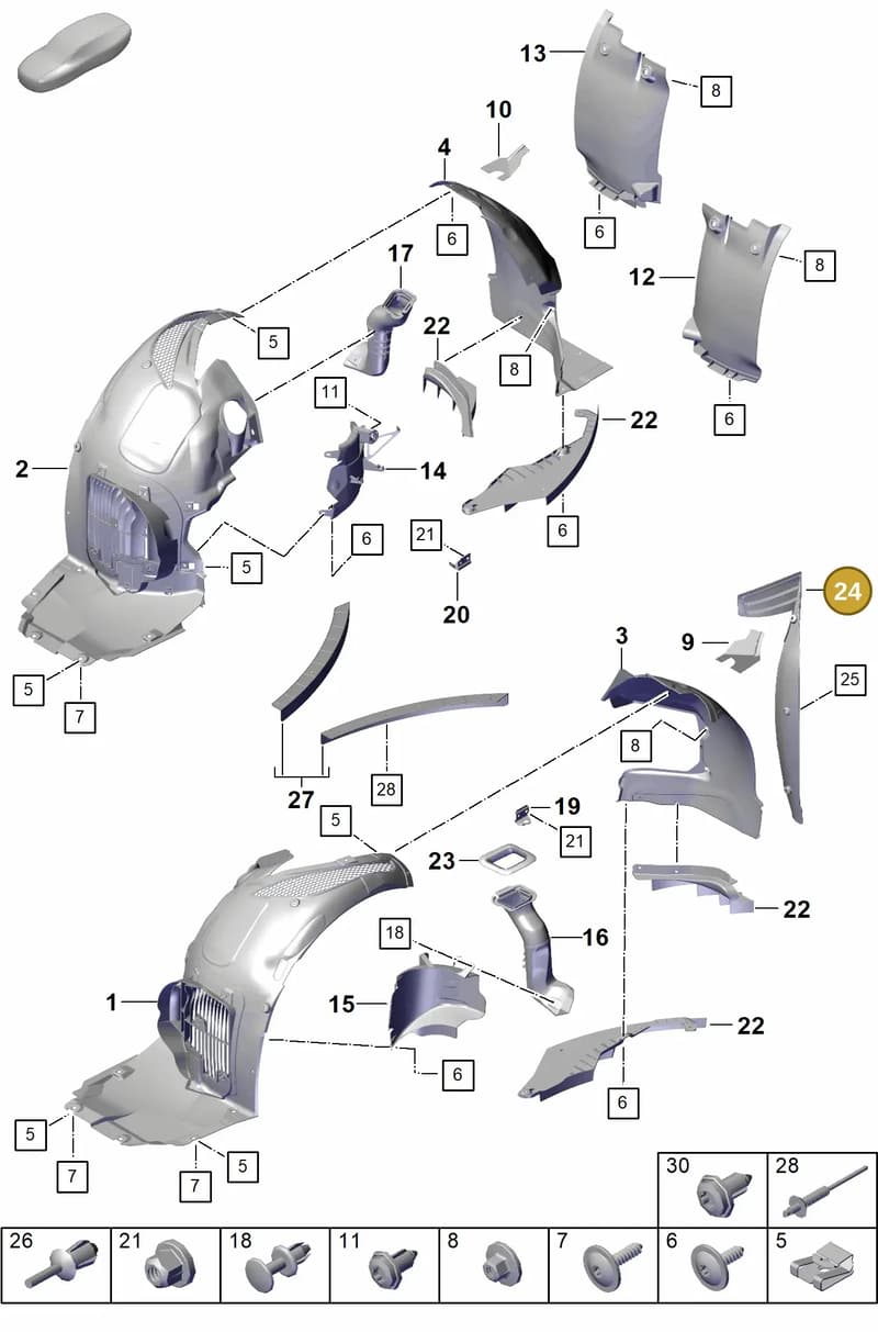 981504642001E0 — Porsche Boxster Spyder (2019-) diagram p55801850, position 24