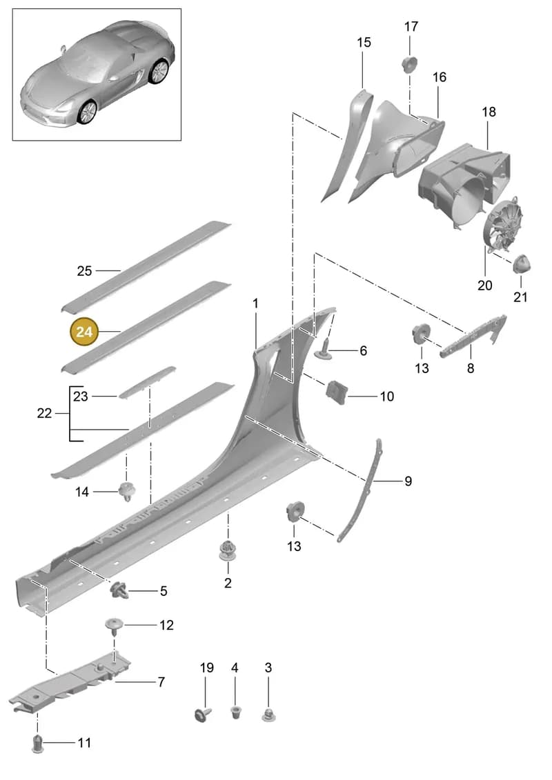 981504981541E0 — Porsche Boxster Spyder (2015-2016) diagram p46801090, position 24