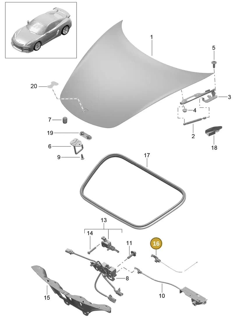 98151252105 — Porsche Cayman GT4 (2015-2016) diagram p45803000, position 16