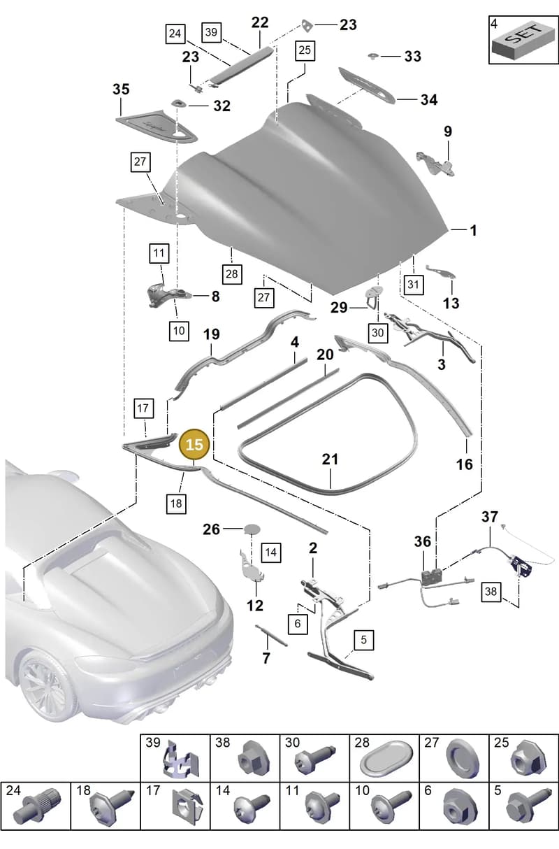 98151464301 — Porsche Boxster Spyder (2019-2020) diagram p54803050, position 15