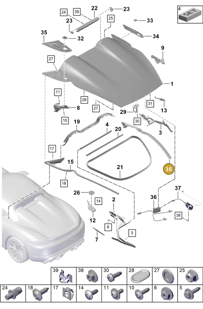 98151464401 — Porsche Boxster Spyder (2019-2020) diagram p54803050, position 16