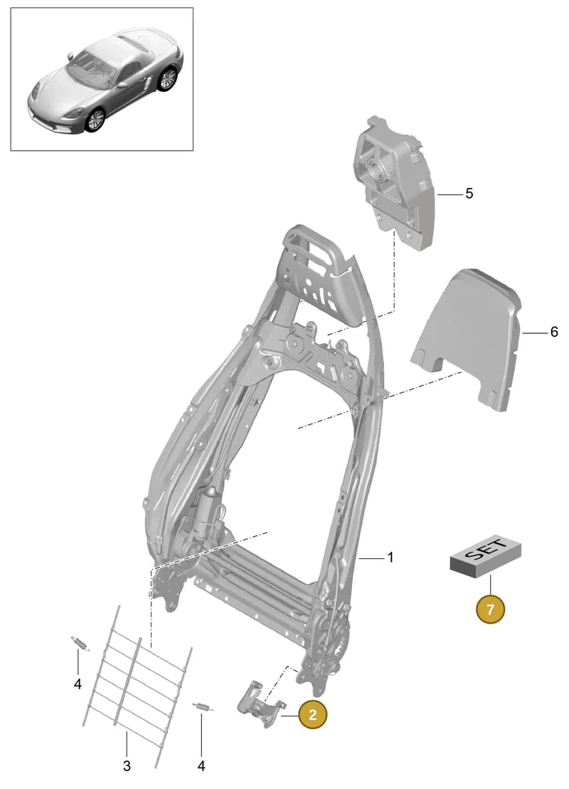 981521325001E0 — Porsche Boxster (2016-) diagram p48817021, position 2+7