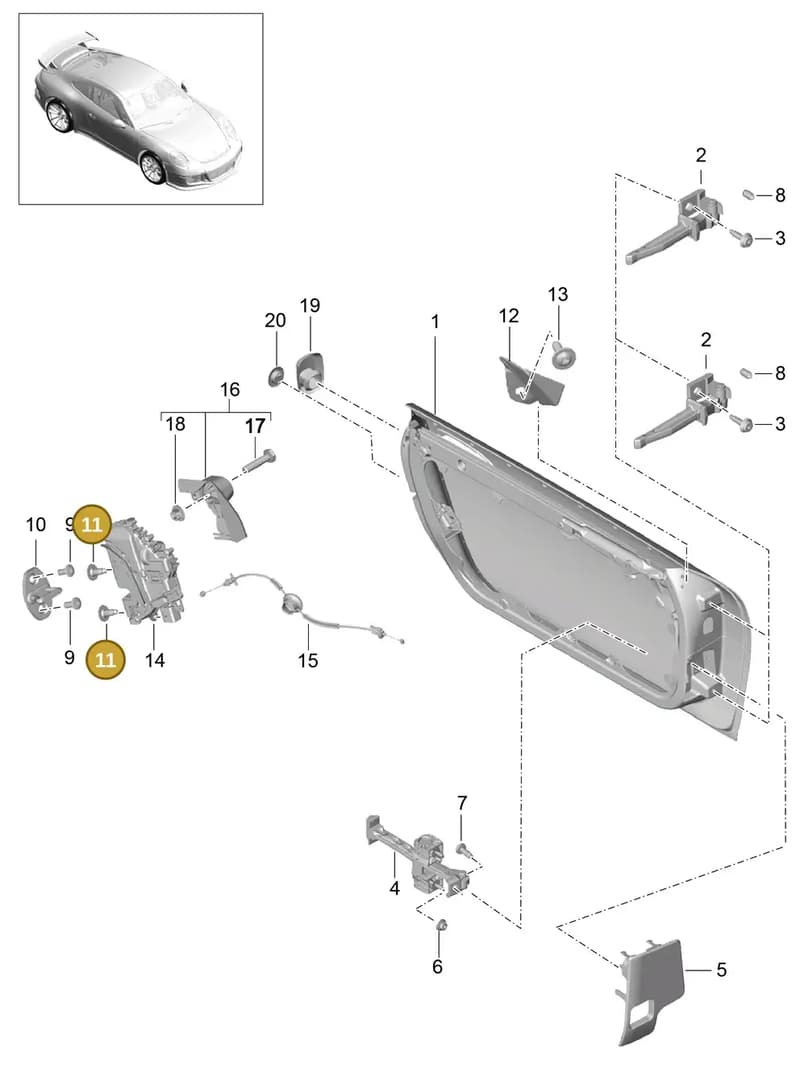 98153707704 — Porsche 911 (2013-2020) diagram p41804000, position 11