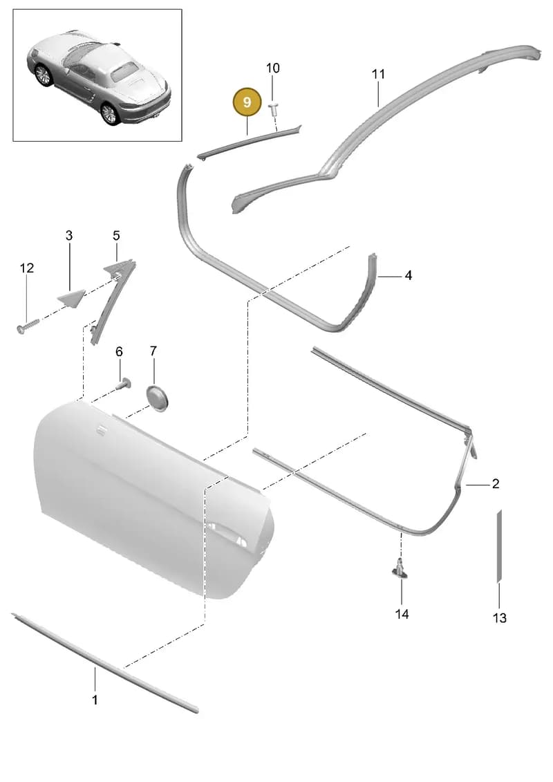 98153748205 — Porsche Boxster (2016-2019) diagram p48804010, position 9