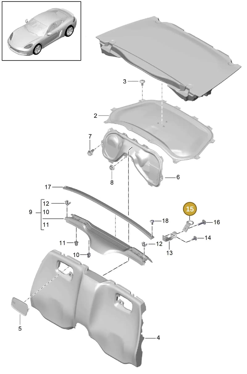 98155124500 — Porsche Cayman (2016-2019) diagram p50807025, position 15