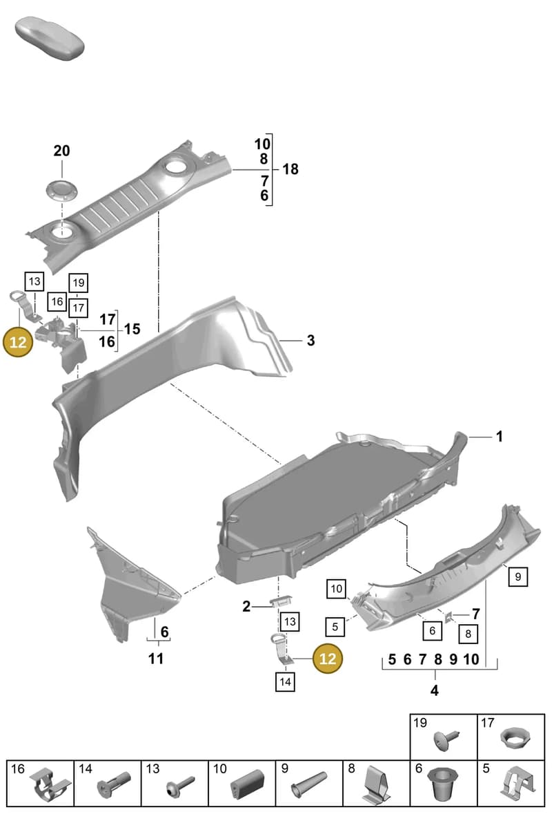 98155124501 — Porsche Cayman (2019-2022) diagram p55807050, position 12