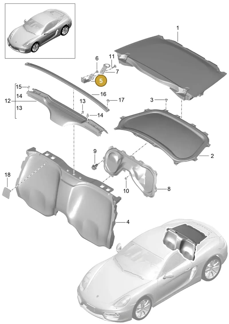 98155126500 — Porsche Cayman (2013-2016) diagram p40807025, position 5