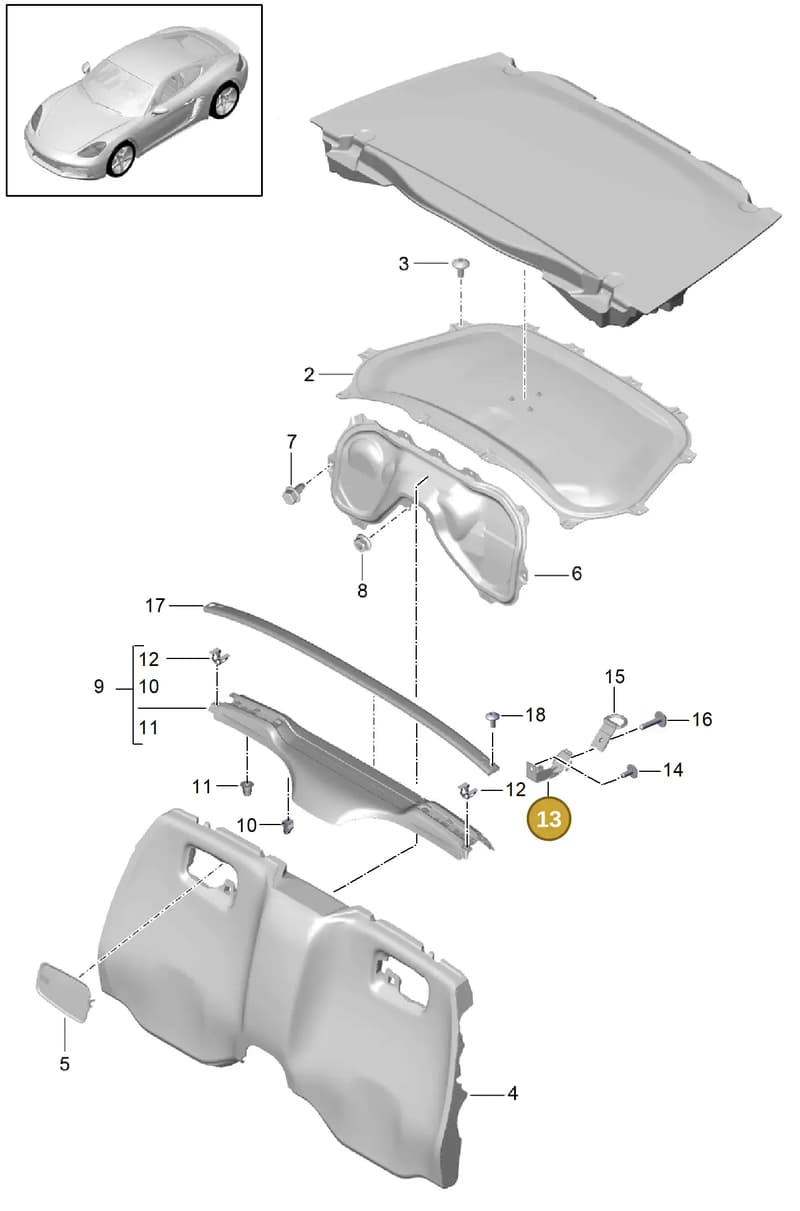 98155126500 — Porsche Cayman (2016-2019) diagram p50807025, position 13