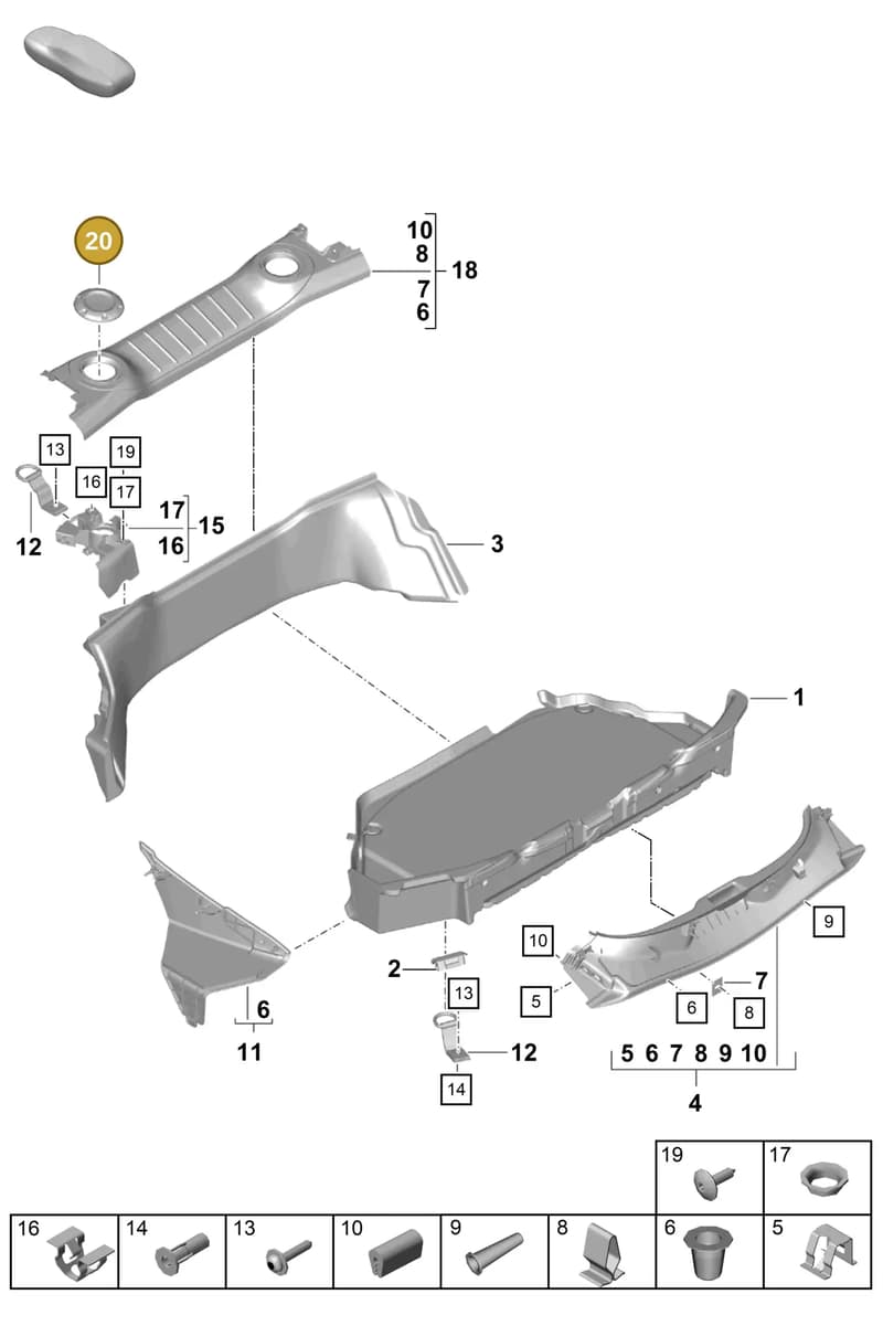 981551383011E0 — Porsche Cayman (2019-2022) diagram p55807050, position 20