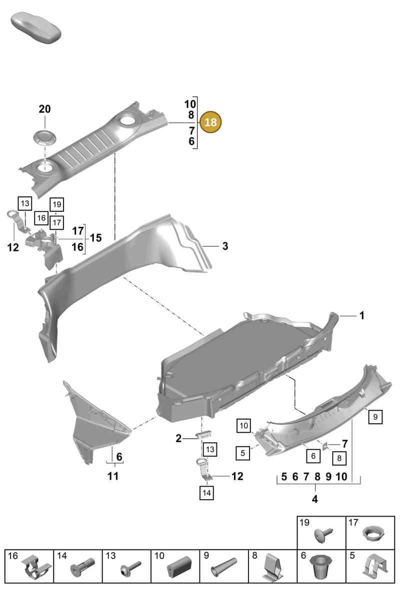 981551433031E0 — Porsche Cayman (2019-2022) diagram p55807050, position 18