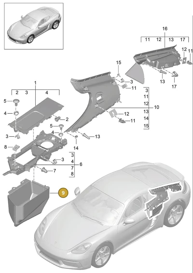 98155512300 — Porsche Cayman (2016-2019) diagram p50807030, position 9
