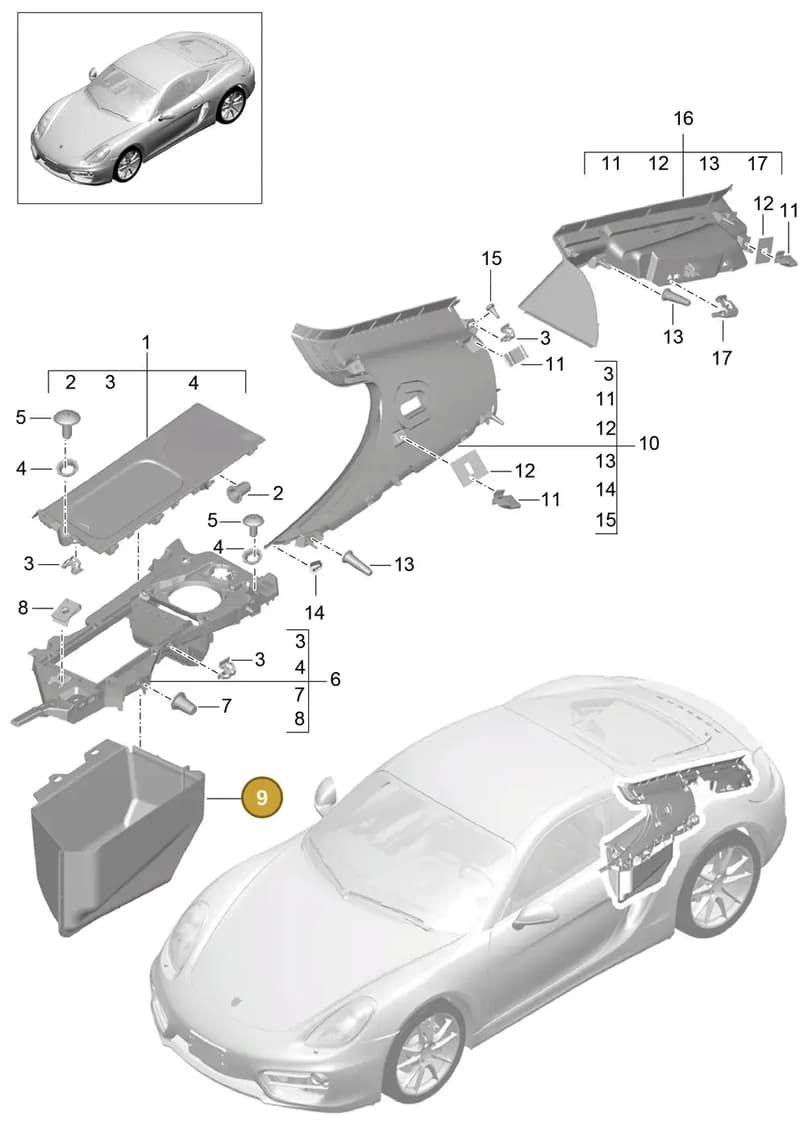 98155512400 — Porsche Cayman (2013-2016) diagram p40807030, position 9