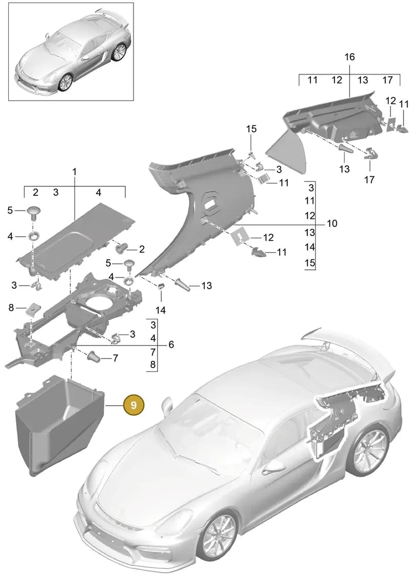 98155512400 — Porsche Cayman GT4 (2015-2016) diagram p45807030, position 9