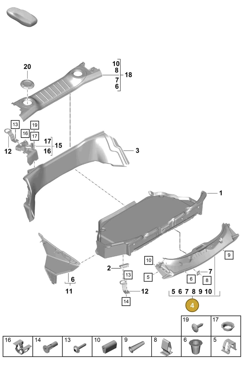 981555195021E0 — Porsche Cayman (2019-2022) diagram p55807050, position 4