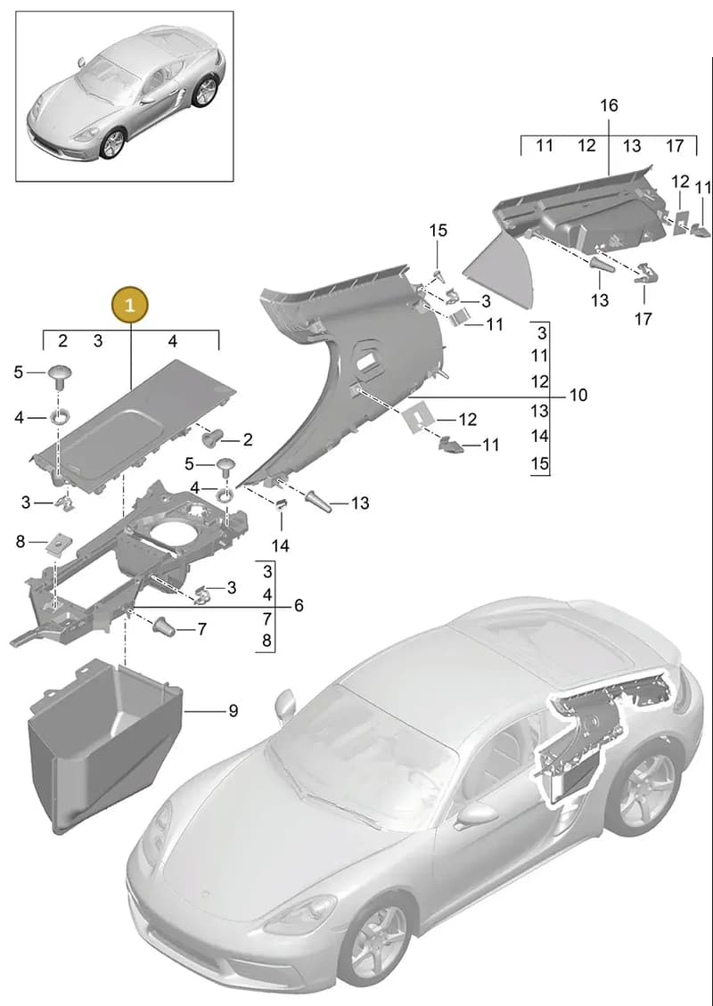 981555341011E0 — Porsche Cayman (2016-) diagram p50807030, position 1
