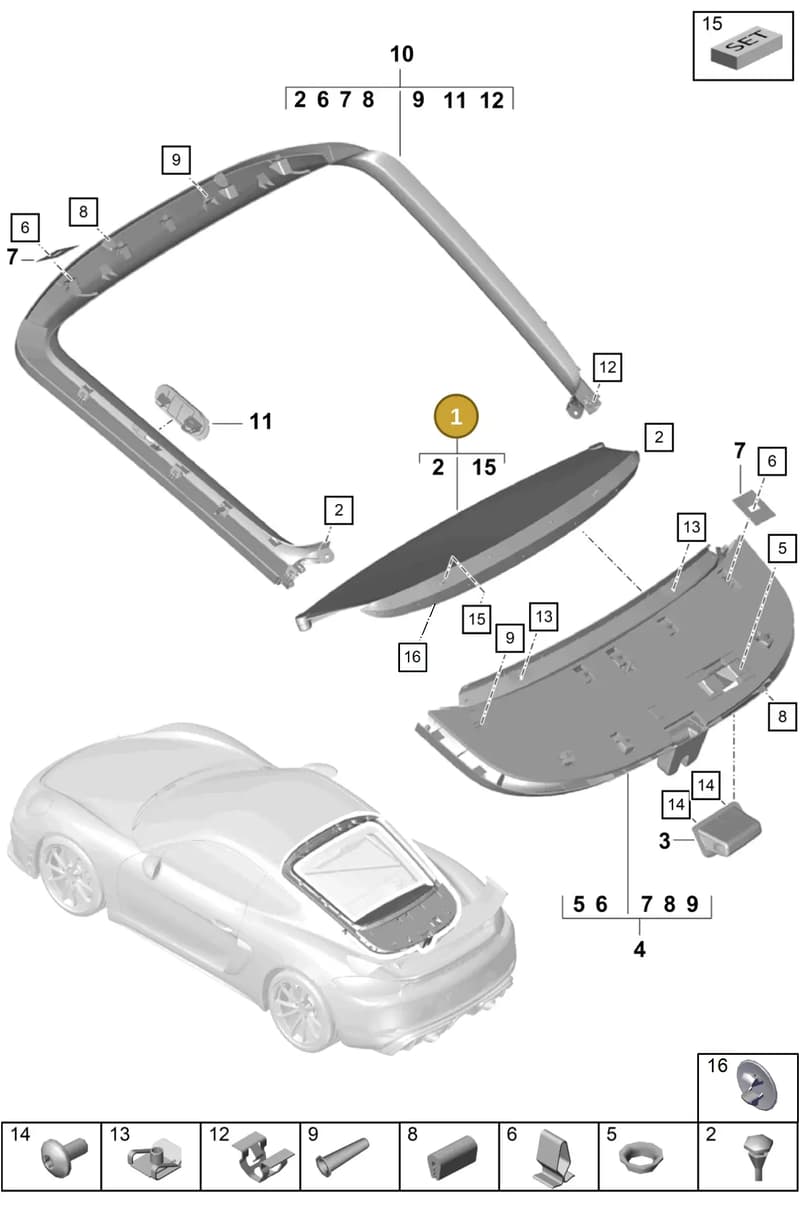 981555341011E0 — Porsche Cayman GT4 (2019-) diagram p55807350, position 1