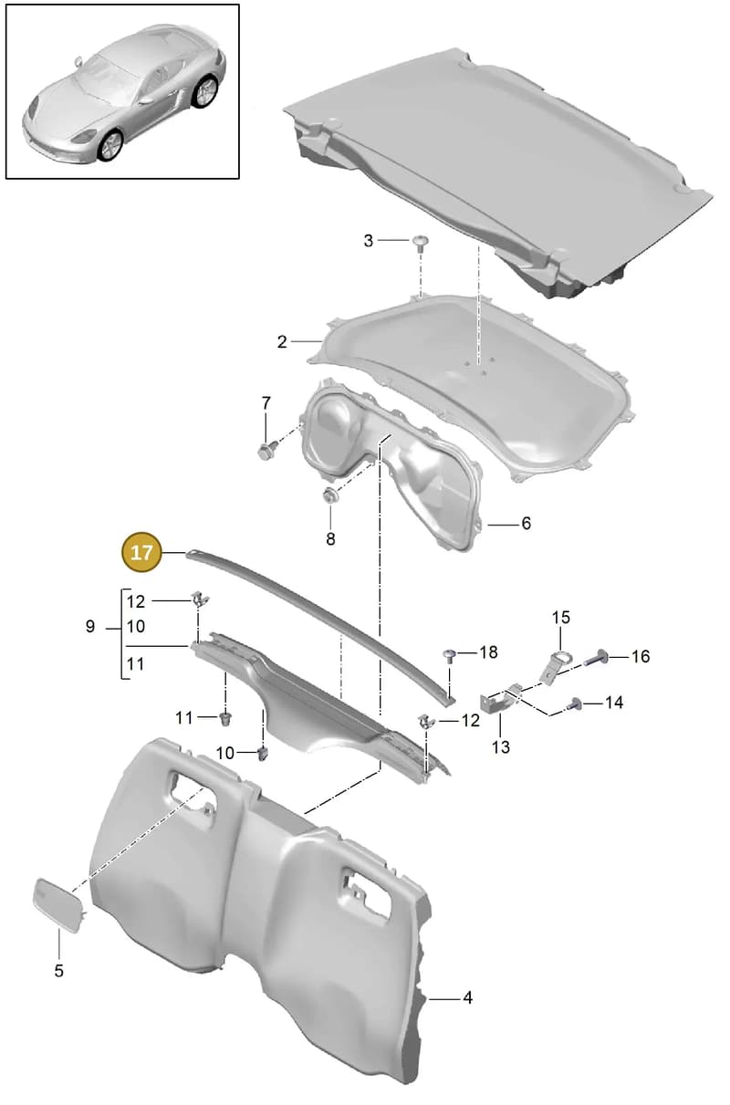 98155541302 — Porsche Cayman (2016-2019) diagram p50807025, position 17
